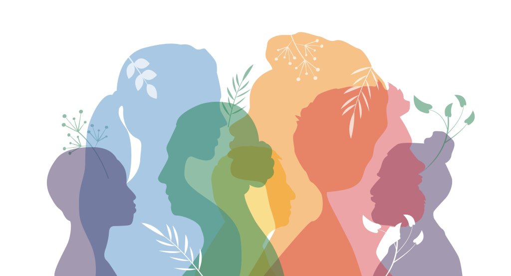 This image portrays individuals in silhouette, showcasing a diverse range of ages and ethnicities.